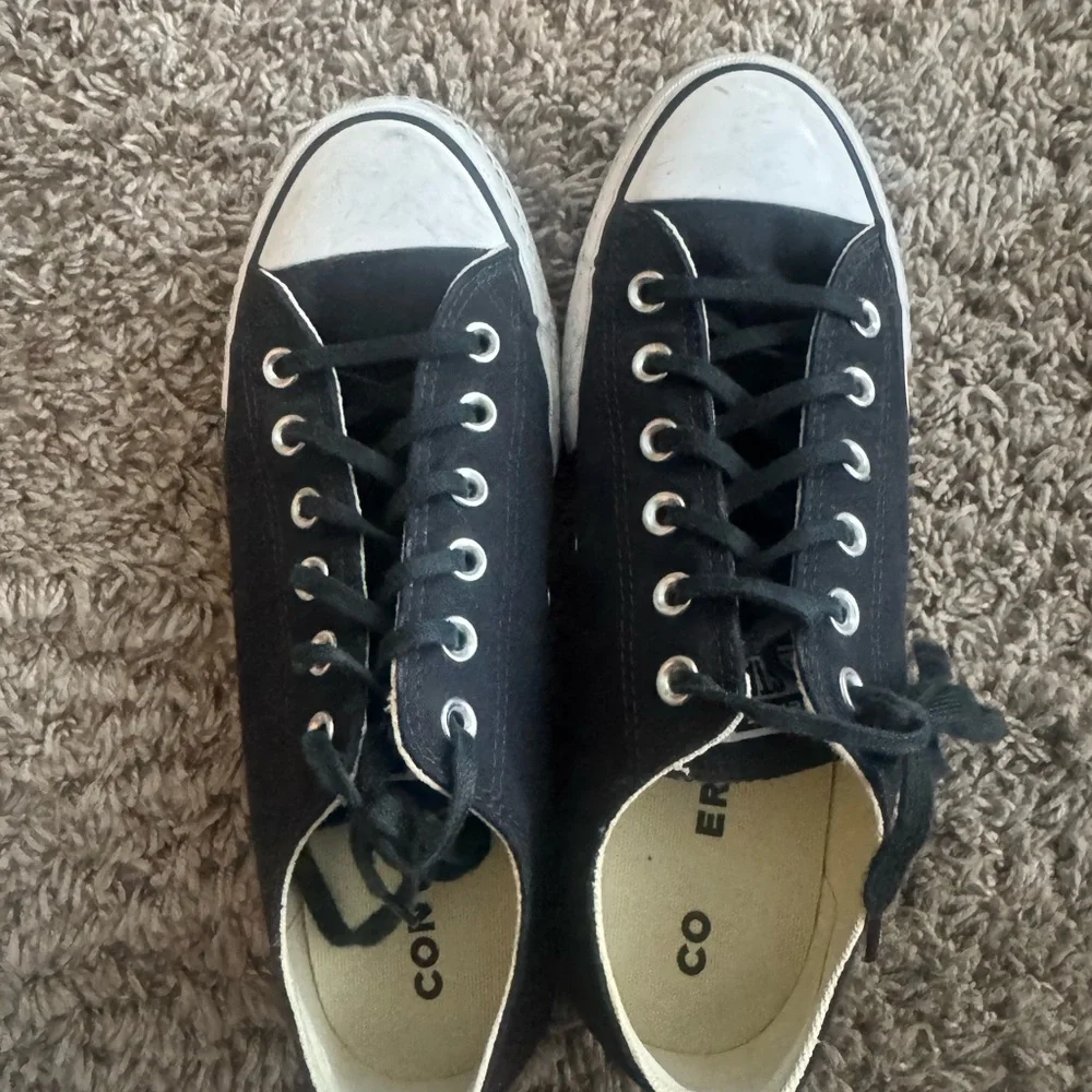 Converse Women's Black and White platform Canvas Sneakers - Picture 2 of 4